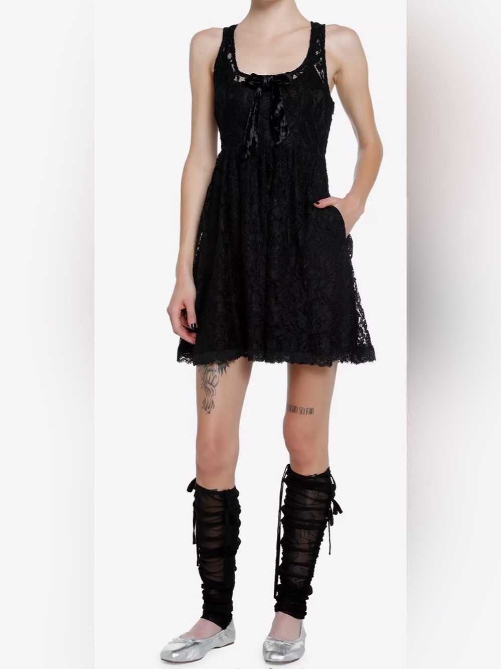 Hot Topic Sweest Society black laced bow babydoll dress plus size 2
